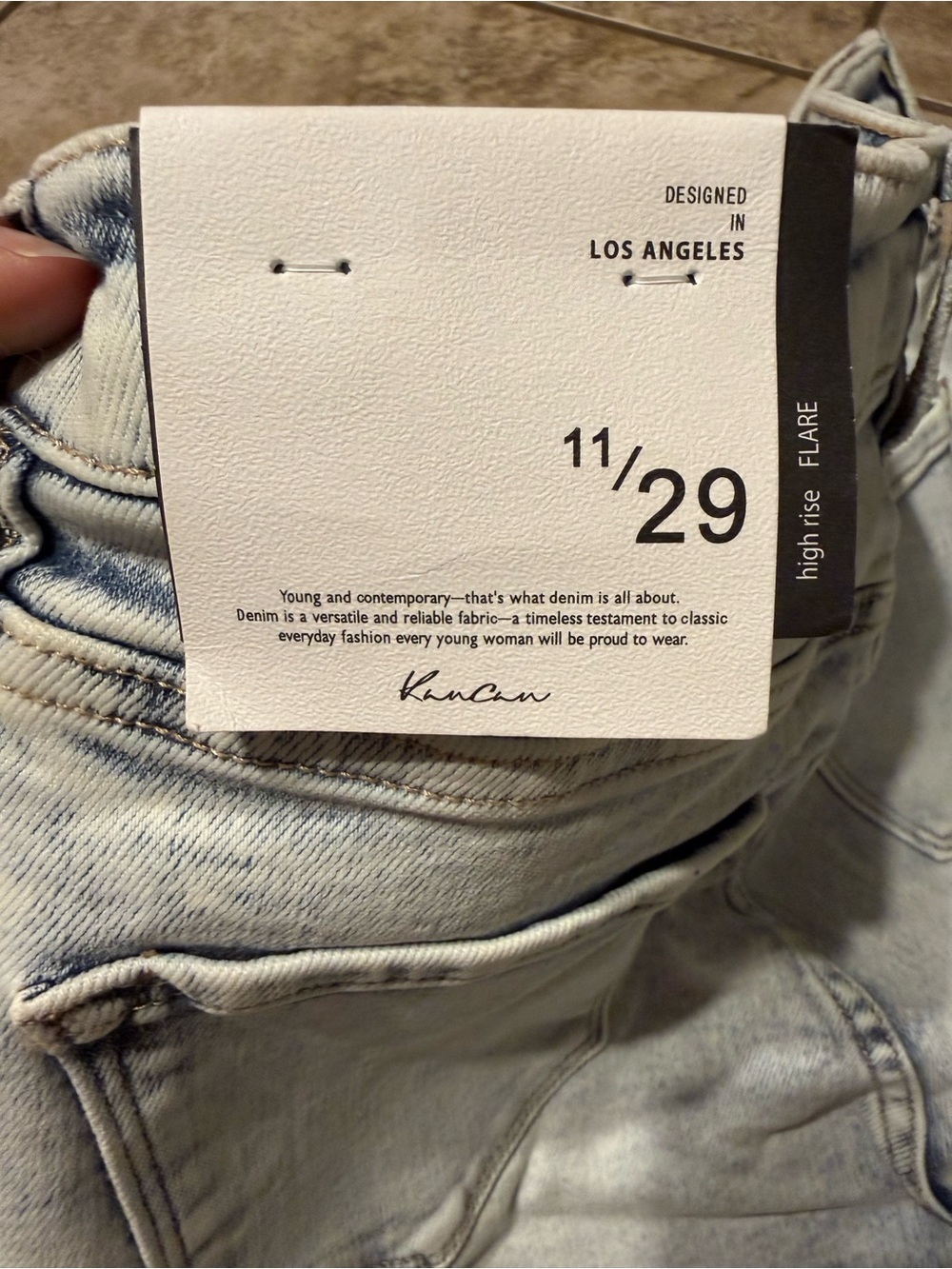 KanCan Light Blue Flare Jeans with Frayed Hem - Picture 7 of 11
